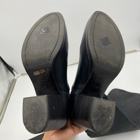 Barneys New York Black Soft Leather Pull On Over The Knee Boots Size 40 - Picture 4 of 11